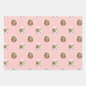 Cute Love Heart 2 Photo Pink Mint Green Set of 3 Geschenkpapier Set (Vorderseite 3)