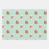 Cute Love Heart 2 Photo Pink Mint Green Set of 3 Geschenkpapier Set (Vorderseite 2)