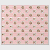 Cute Love Heart 2 Photo Pretty Apricot Pink Geschenkpapier (Flach)