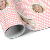 Cute Love Heart 2 Photo Pretty Apricot Pink Geschenkpapier (Rolleneckpunkt)