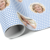 Cute Love Heart 2 Photo Pretty Cornflower Blue Geschenkpapier (Rolleneckpunkt)