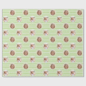 Cute Love Heart 2 Photo Pretty Green Pattern Geschenkpapier (Flach)