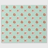 Cute Love Heart 2 Photo Pretty Mint Pattern Geschenkpapier (Flach)