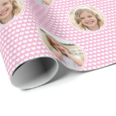 Cute Love Heart 2 Photo Pretty Pink Pattern Geschenkpapier (Rolleneckpunkt)