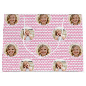 Cute Love Heart 2 Photo Pretty Pink Pattern Große Geschenktüte (Vorderseite)