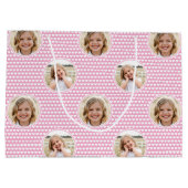 Cute Love Heart 2 Photo Pretty Pink Pattern Große Geschenktüte (Rückseite)