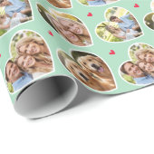 Cute Love Heart 4 Photo Elegant Mint Pattern Geschenkpapier (Rolleneckpunkt)