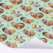 Cute Love Heart 4 Photo Elegant Mint Pattern Geschenkpapier