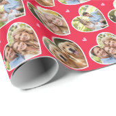 Cute Love Heart 4 Photo Elegant Red Pink Pattern Geschenkpapier (Rolleneckpunkt)