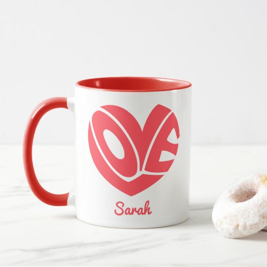 Cute Love Heart Coffee Mug Tasse (Mit Donut)