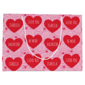 Cute Love Heart Custom Text Modern Valentine's Day Große Geschenktüte (Rückseite)