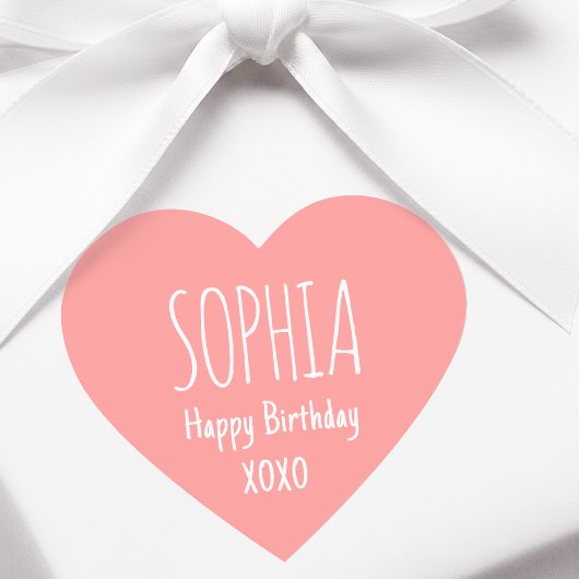 Cute Love Heart Custom Text Name Apricot Pink Herz-Aufkleber