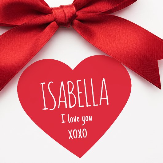 Cute Love Heart Custom Text Name Modern Valentine Herz-Aufkleber