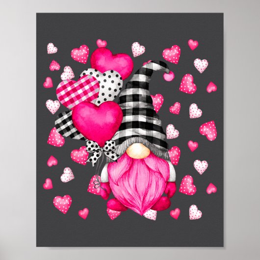 Cute Love Heart Pattern For Her Nk Valentines Gnom Poster (Vorne)