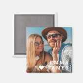 Cute Love Heart Photo Couples Personalized Names Magnet (Vorderseite/Rückseite)