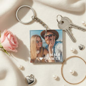 Cute Love Heart Photo Couples Personalized Names Schlüsselanhänger