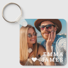 Cute Love Heart Photo Couples Personalized Names Schlüsselanhänger