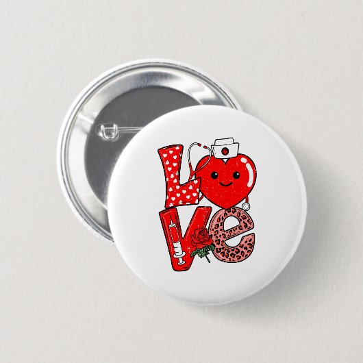 Cute Love Heart Stethoscope Phlebotomist Life Vale Button (Vorne & Hinten)