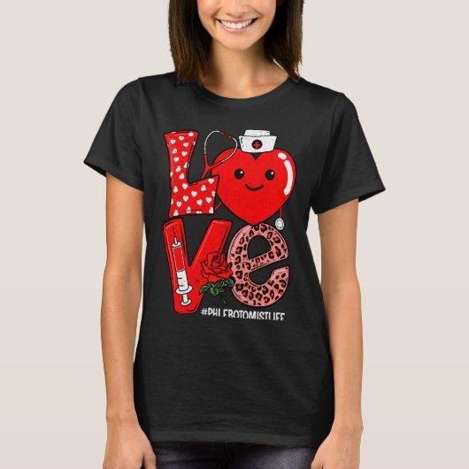 Cute Love Heart Stethoscope Phlebotomist Life Vale T-Shirt (Vorderseite)