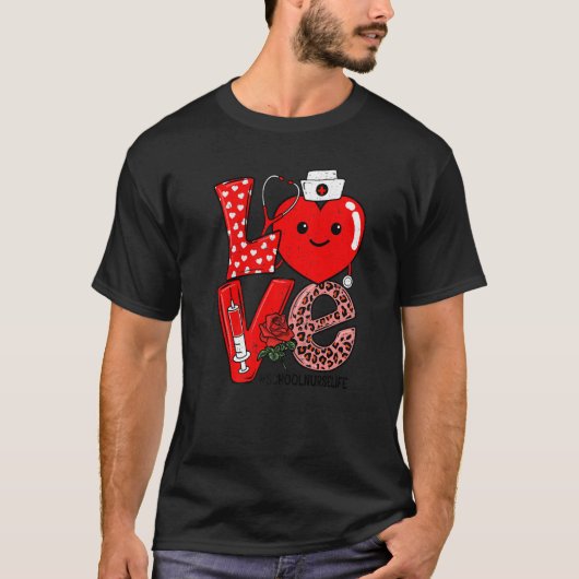 Cute Love Heart Stethoscope School Nurse Life Vale T-Shirt (Vorderseite)