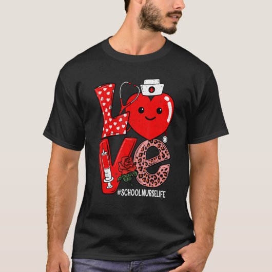 Cute Love Heart Stethoscope School Nurse Life Vale T-Shirt (Vorderseite)