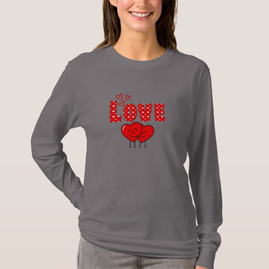 Cute Love Hearts Valentine Design T-Shirt (Vorderseite)