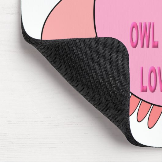 Cute Love Message Owl Mousepad (Ecke)