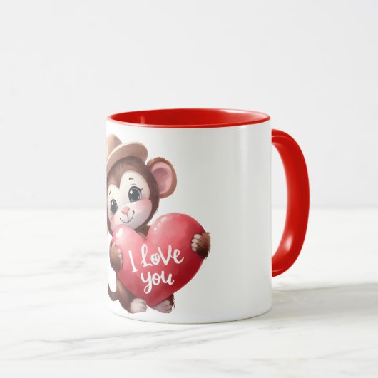 Cute love monkey  tasse (VorderseiteRechts)