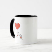 Cute Love Mug – Cartoon Couple with Red Heart Tasse (Vorderseite Links)