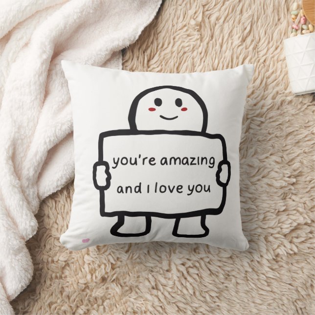 Cute Love Note Character Throw Pillow Kissen (Decke)
