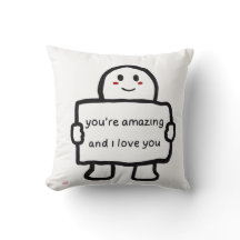 Cute Love Note Character Throw Pillow