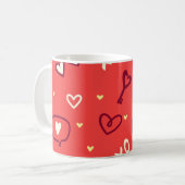 Cute Love Pattern with Hearts, XOXO, and Keys Kaffeetasse (Vorderseite Links)
