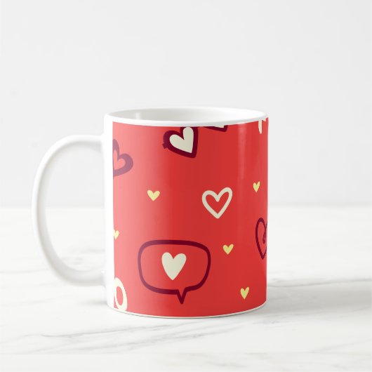 Cute Love Pattern with Hearts, XOXO, and Keys Kaffeetasse (Links)