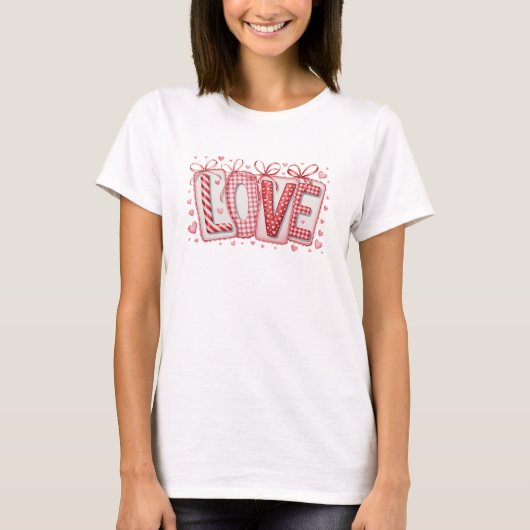 Cute Love Red and White Typography Valentines Day  T-Shirt (Vorderseite)