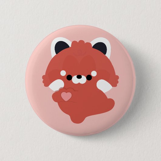 Cute Love Red Panda Button (Vorderseite)