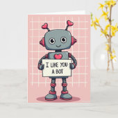 Cute Love Robot I Like You A Bot Card Karte (Gelbe Blume)