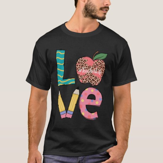 Cute Love Teaching Back to School I love Teachers T-Shirt (Vorderseite)