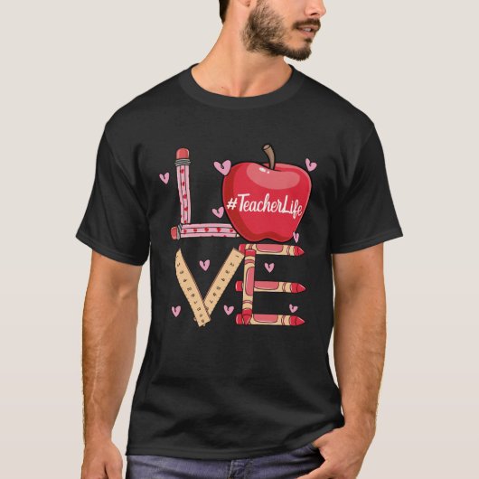 Cute Love Teaching Back to School I love Teachers  T-Shirt (Vorderseite)