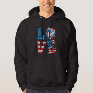 Cute Love Volleyball USA-Flagge Frauen Mädchen Vol Hoodie