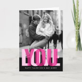 Cute Love You 3 Photos Valentine's Day Black Pink Karte (Vorderseite)