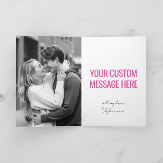 Cute Love You 3 Photos Valentine's Day Black Pink Karte (Innenseite)