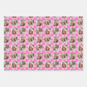 Cute Love You 4 Photo Collage Pink Heart 3 Set Geschenkpapier Set (Vorderseite)