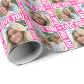 Cute Love You 4 Photo Collage Pink Heart Modern Geschenkpapier (Rolleneckpunkt)