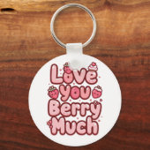 Cute "Love You Berry Much" Strawberry Pun Schlüsselanhänger (Rückseite)
