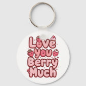 Cute "Love You Berry Much" Strawberry Pun Schlüsselanhänger (Rückseite)