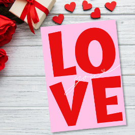 Cute Love You Pink Rotes Herz Valentinstag  Feiertagskarte
