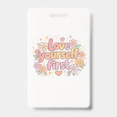 Cute Love Yourself Floral Quote Design | Aesthetic Ausweis (Rückseite)