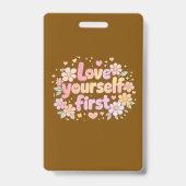 Cute Love Yourself Floral Quote Design | Aesthetic Ausweis (Vorderseite)