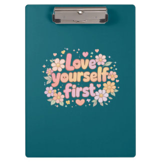 Cute Love Yourself Floral Quote Design | Gift Bag Klemmbrett