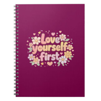 Cute Love Yourself Floral Quote Design | Gift Bag Notizblock